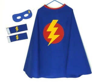 Mantello E Mascherina Da Supereroe Per Bambini – Set 2 Pezzi 90 Cm, Costume Superman Per Carnevale, Blu
