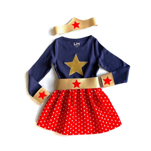 Super heroine costume, child superhero set, girl costume