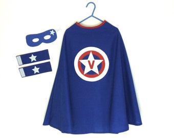 Cape personnalisée de Super Héros, cape super héros bleue, super héros personnalisé, cape et masque super héros, déguisement super héros