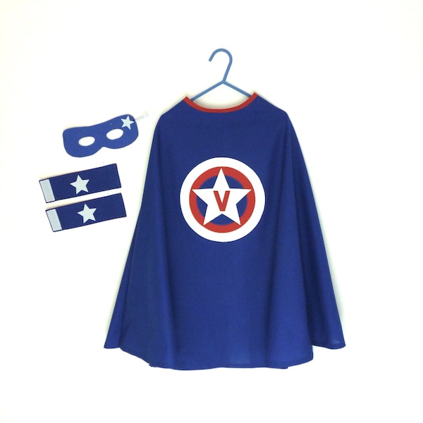 Personalized Superhero cape, blue superhero cape, personalized superhero, superhero cape and mask, superhero disguise
