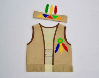 Indian or Indian child costume, Indian vest, bolero costume in suede