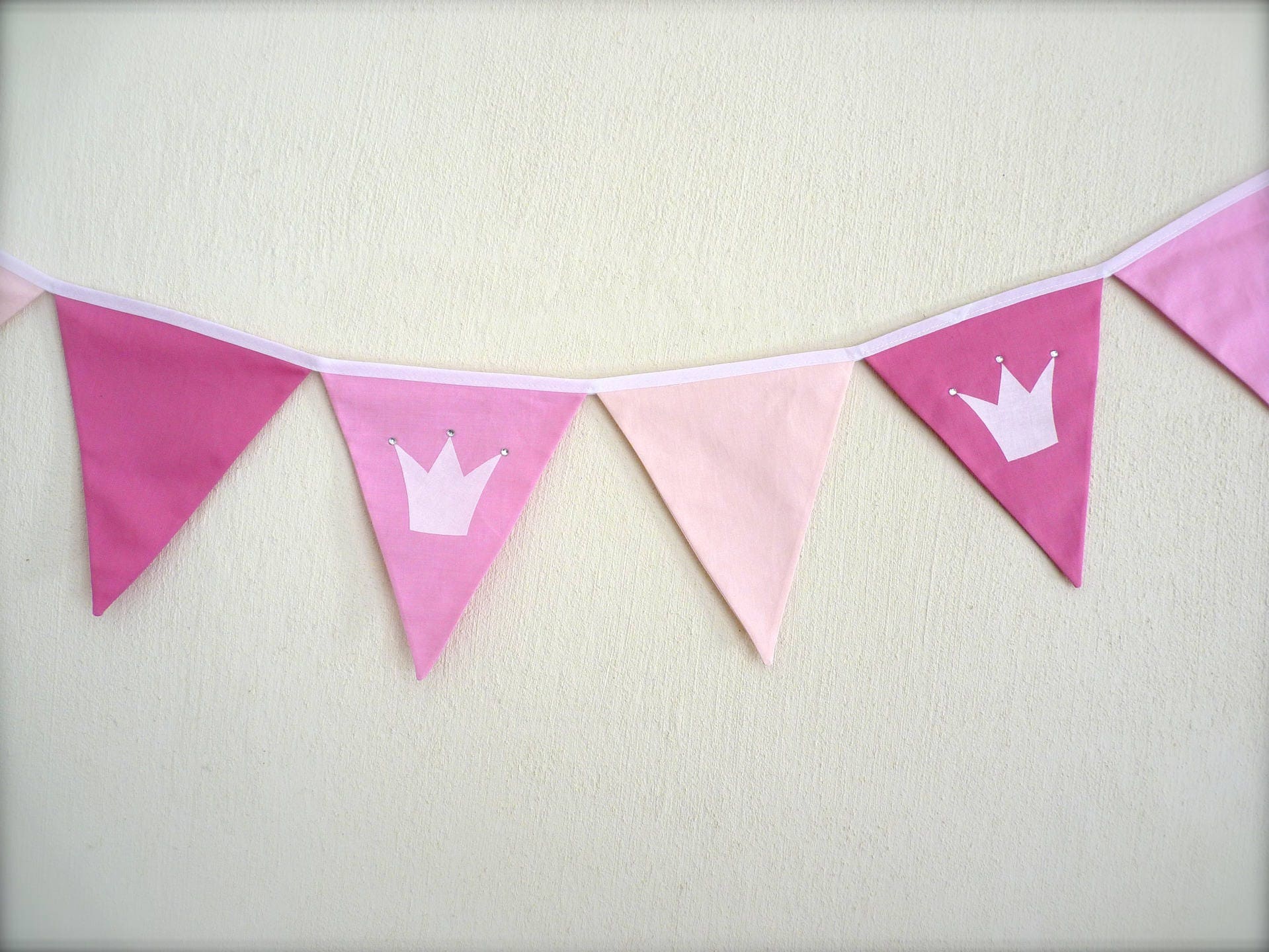 Guirlande Rose, Banderole Tissu Enfant, Guirlande, Décoration Couronnes et Strass, en Tissu, Enfant