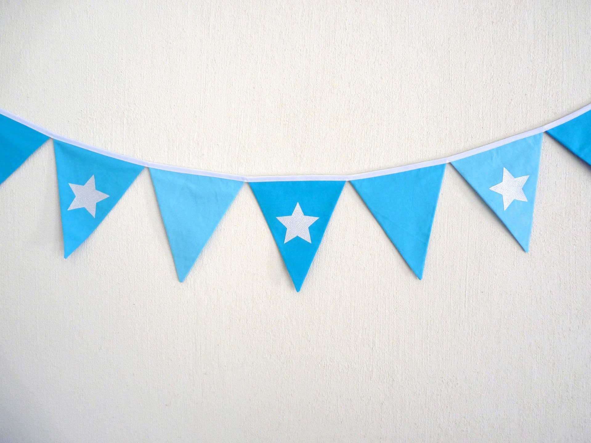 Guirlande Tissu Bleu, Guirlande Enfant, Banderole Tissu, Bleue, Décor Turquoise