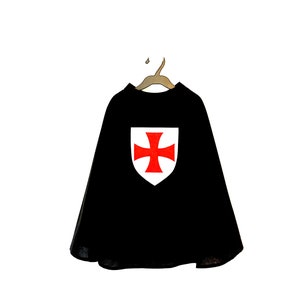Déguisement de chevalier, cape de chevalier, cape noire chevalier, déguisement enfant, cape avec blason, cape pour enfant, lafeebrochette image 3