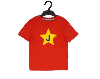 Camiseta de superhéroe personalizada, camiseta de letras infantil personalizada, camiseta de superhéroe roja, camiseta de superhéroe, camiseta infantil roja