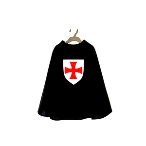 Déguisement de chevalier, cape de chevalier, cape noire chevalier, déguisement enfant, cape avec blason, cape pour enfant, lafeebrochette image 4