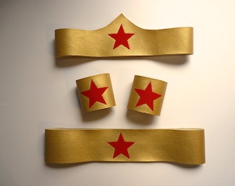 Superheldinnen-Stirnband, Armreifen und Gürtel, Superheldinnen-Accessoires, Kinderkostüm, Superheldinnen-Kostüm