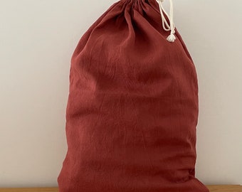 Grand  sac à linge en lin couleur Terracotta, laundry bag, sac à  linge sale XL, sac de rangement