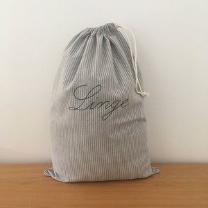 Large gray striped laundry bag, laundry bag, XL dirty laundry bag