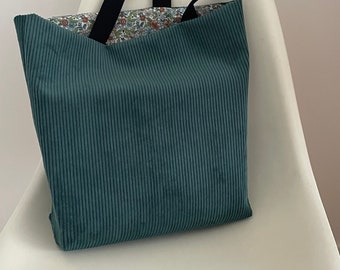 Sac en velours côtelé, Tote bag en velours, sac fourre-tout  en velours vert