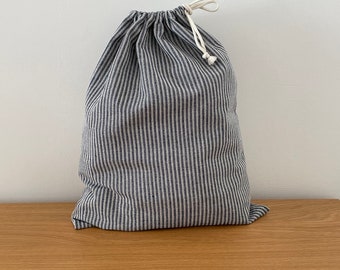 Sac à linge rayé bleu, laundry bag, sac à  linge sale