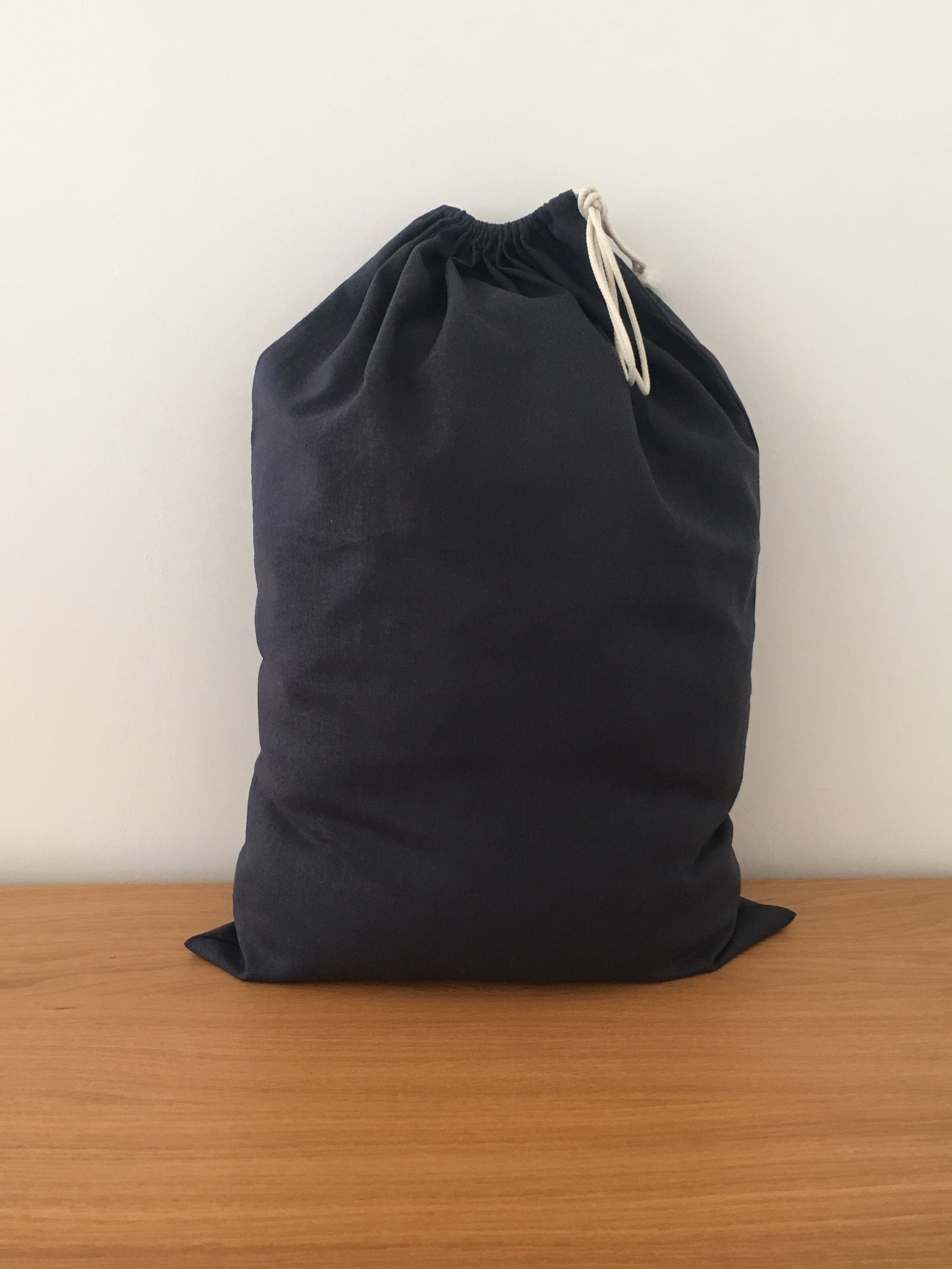 Grand Sac à Linge en Lin Bleu Marine, Laundry Bag, Sale Xl