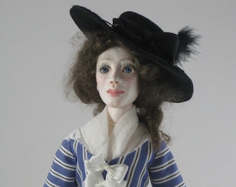 OOAK Fine Art Air Dry Clay Doll, 18th century "Antonia"