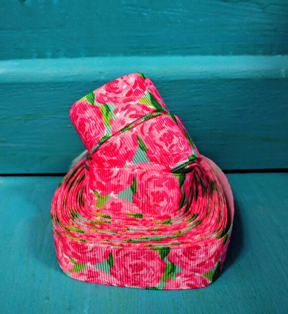 1 2 3 Metro Metros Niñas Rosa Flamingo Ave 1/" 25MM cinta del grosgrain