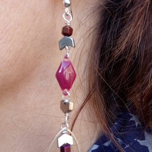 Dark raspberry sequin earrings image 1
