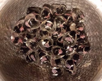 1 Perles cœur noir et rose en verre Murano