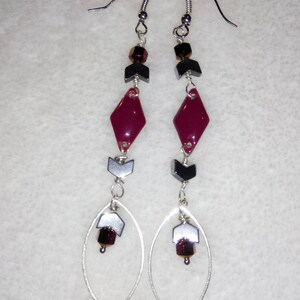 Dark raspberry sequin earrings image 3