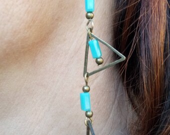 Blue triangle earrings