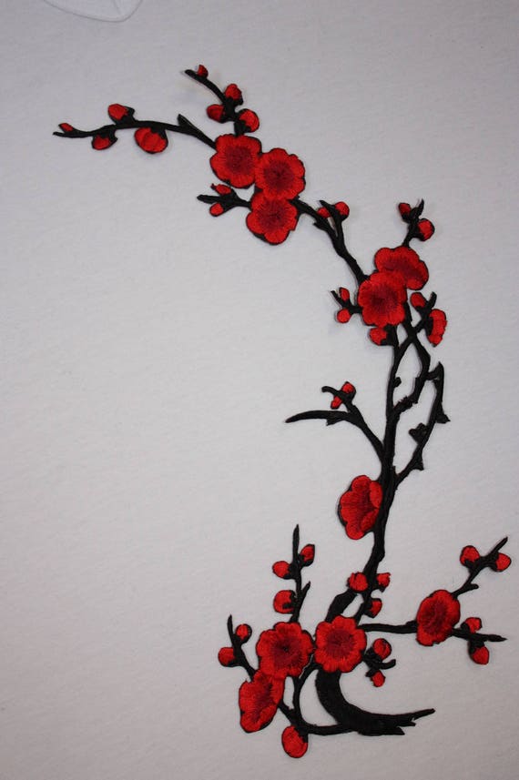 écusson Thermocollant Fleurs De Cerisier Rouge