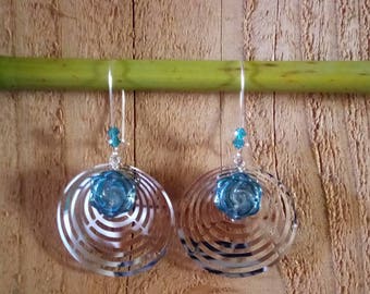 Boucles d'oreilles estampe bleue foncé