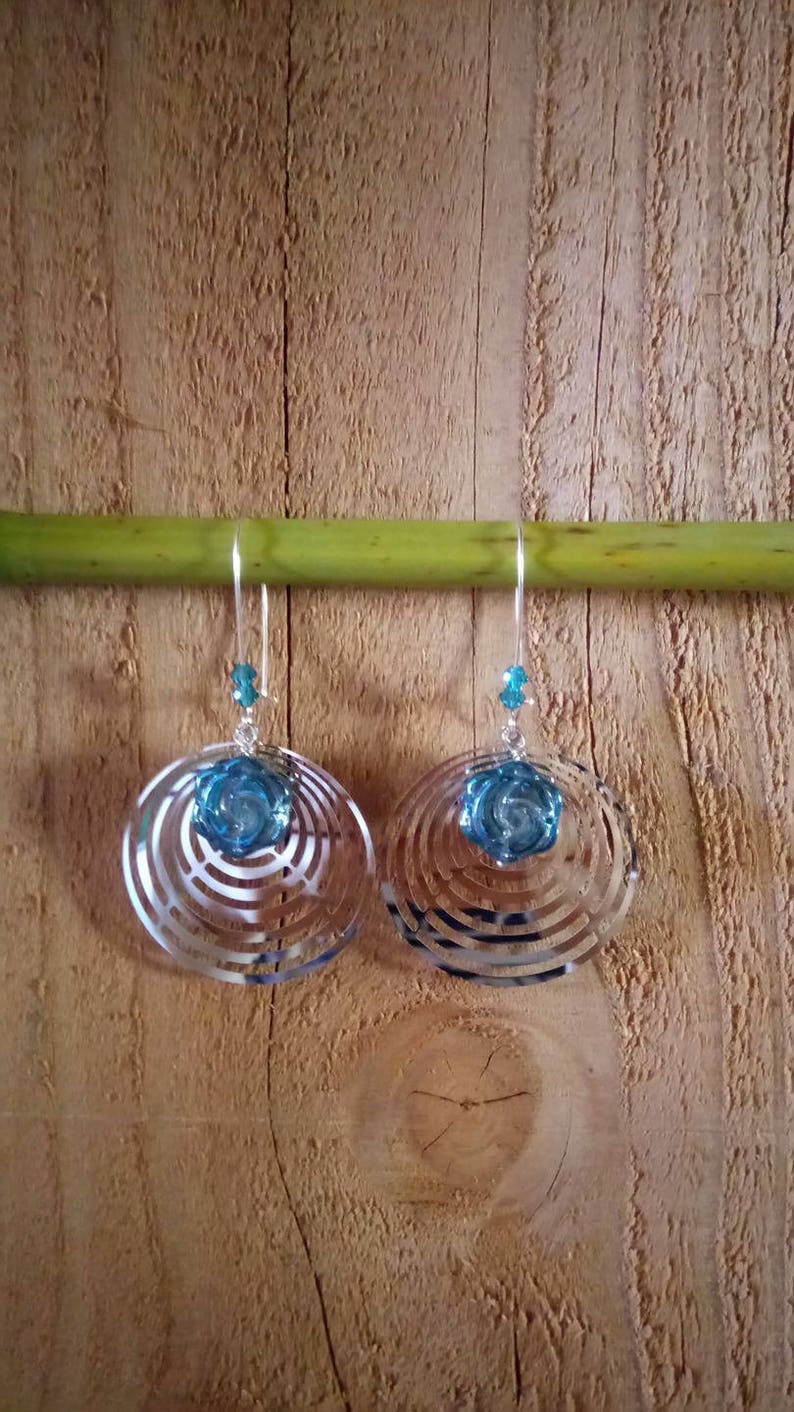 Earrings Spring new work one after another dark blue print Manufacturer direct delivery