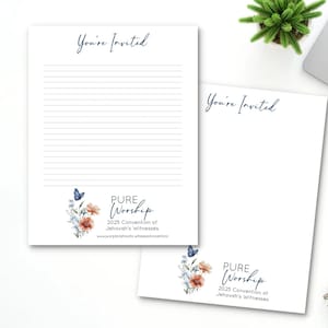 Briefpapier blauwe vlinder Pure Worship Convention 2025