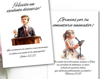 Spanish JW Talk and Comment Appreciation Cards - Printable Digital Download | A7 & A2 Sizes