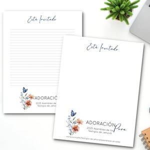 Papelería para invitaciones a la Convención de Adoración Pura de la Mariposa Azul Española 2025