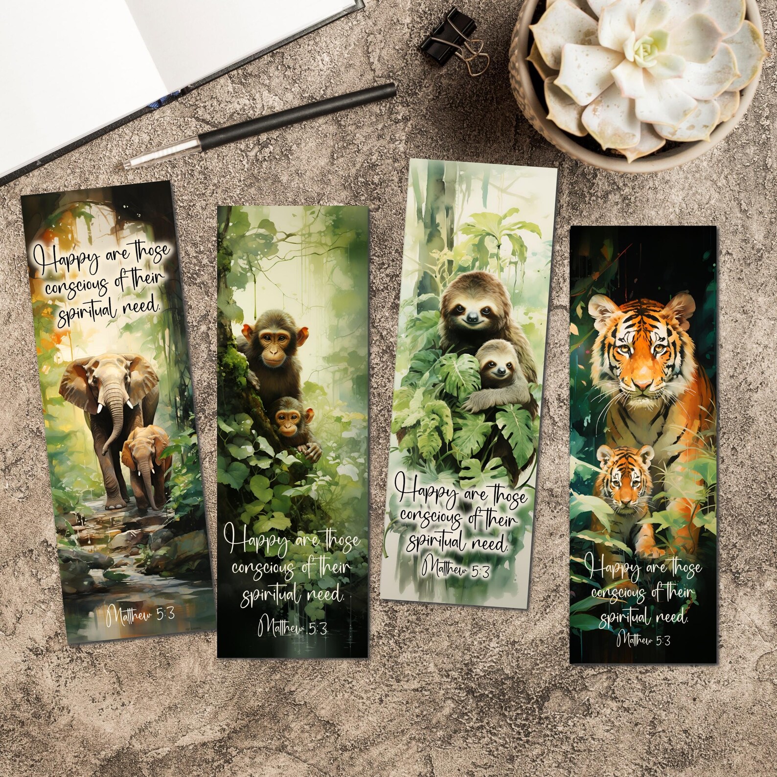 2026 Forest & Jungle Animal Printable Bookmarks With Bible Reading ...