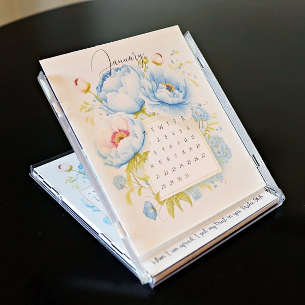 Shabby Blue Flower Printable CD Case Calendar