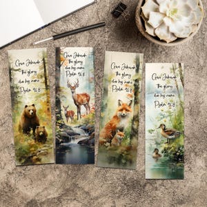 Segnalibri stampabili 2025 con animali della foresta e della giungla con programma di lettura della Bibbia