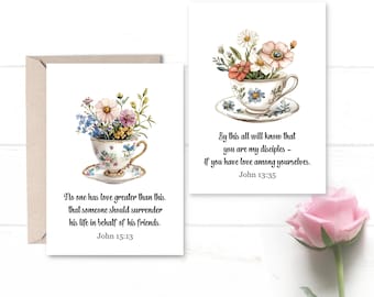 Brotherly Love Teacup Cards: Watercolor Scripture Prints (Digital Download)
