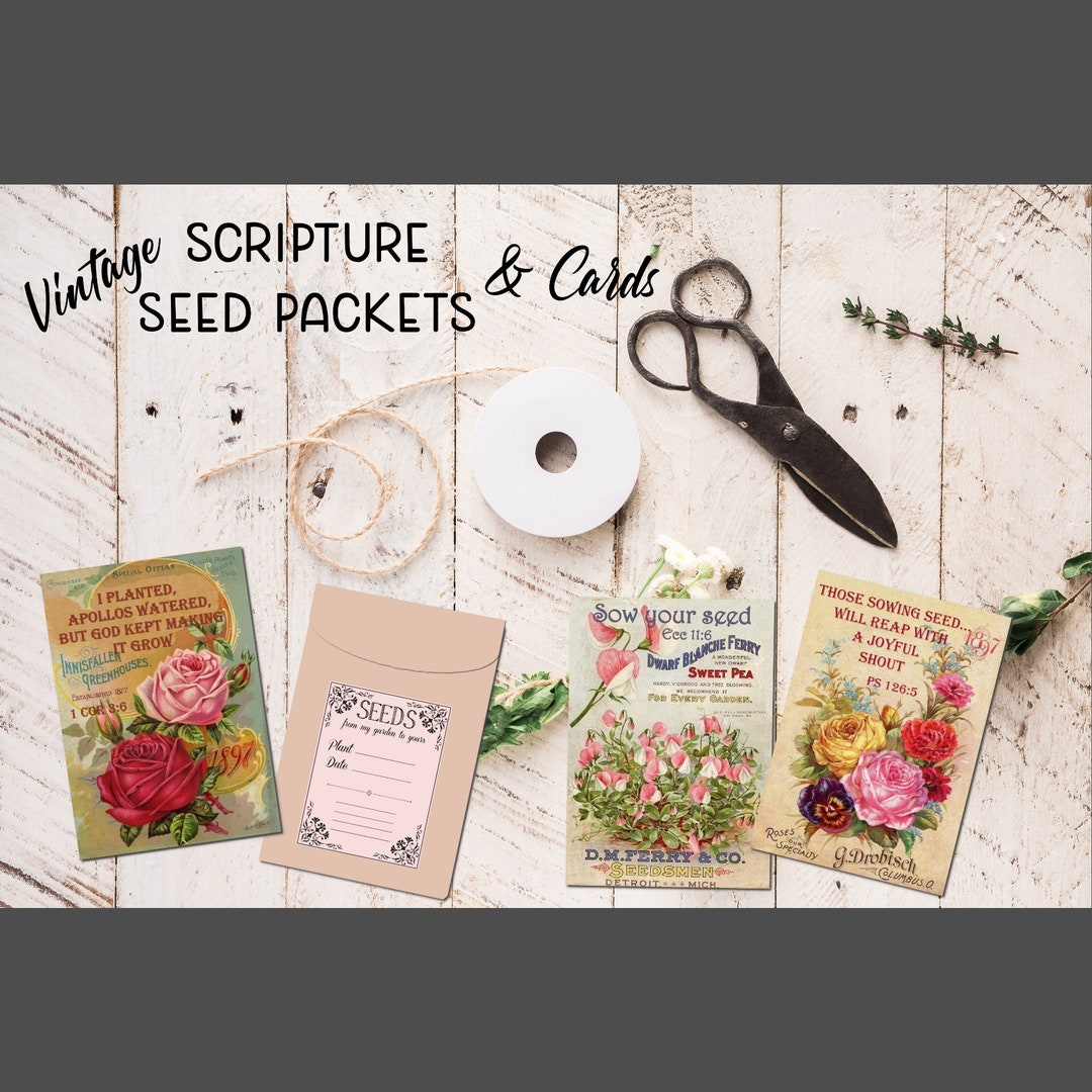 Vintage Scripture Seed Packets &amp; Cards - Etsy