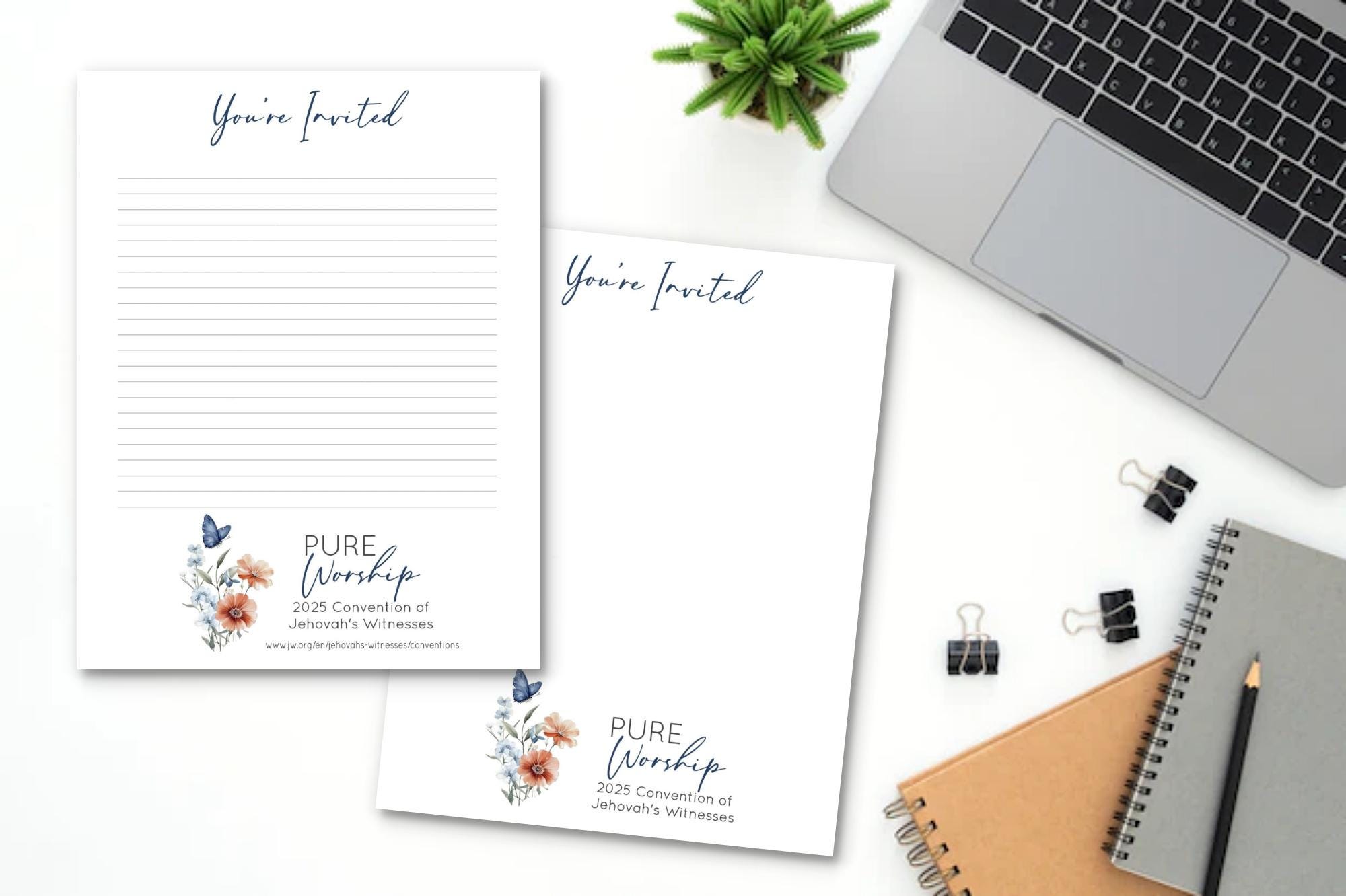 2025 Blue Butterfly Pure Worship Convention Invitation Stationery