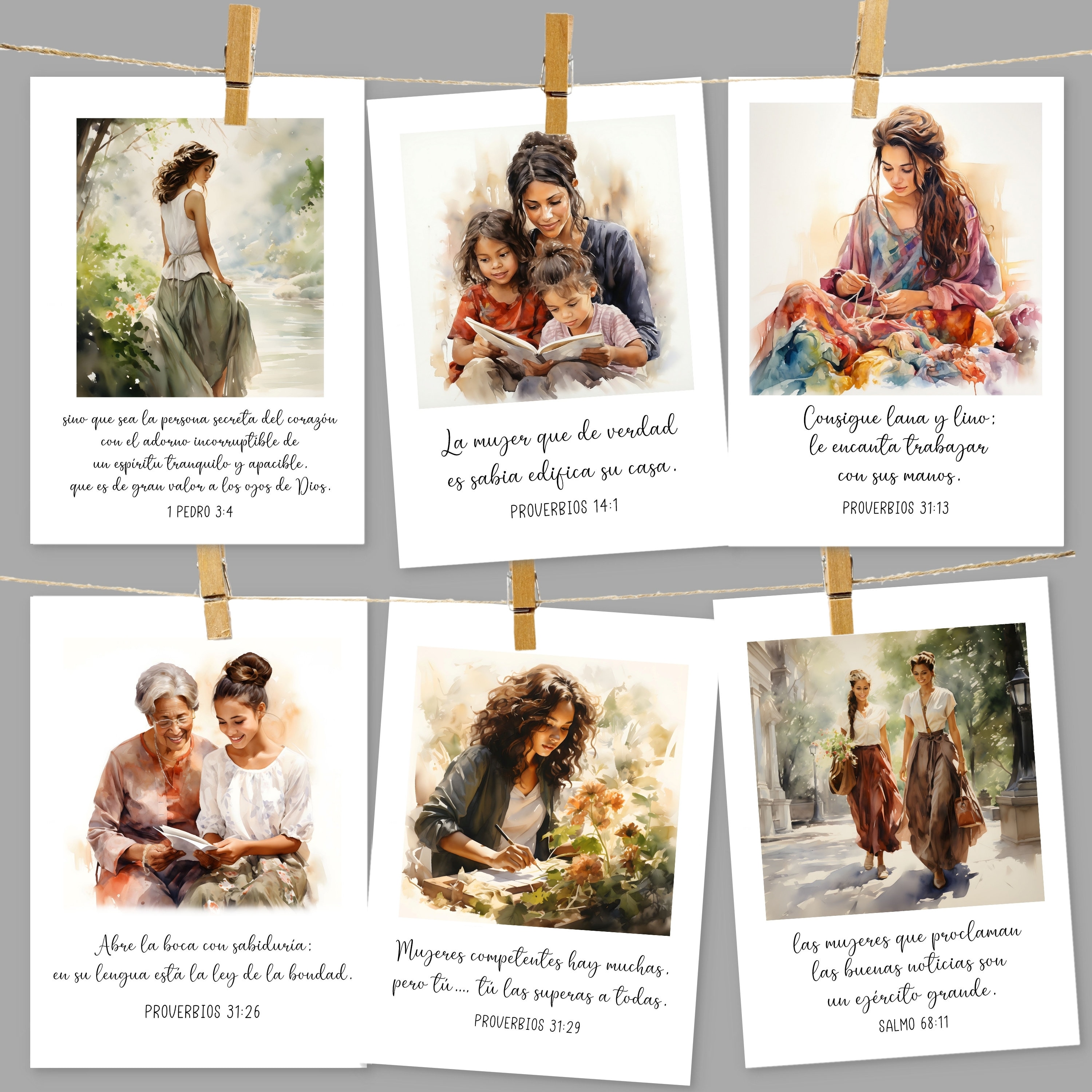  NewEights Spanish Christian Stickers for Women Series 2 (5  Sheet) - Total 60 pcs (5 x 12pcs) Individual Small Size 2.1 x 2 Inches,  Unique Designs, Spanish Stickers Perfect for Women Ministries : Office  Products