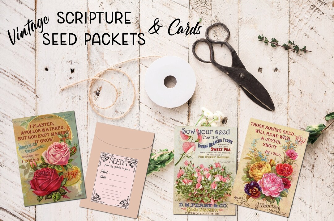 Vintage Scripture Seed Packets &amp; Cards - Etsy