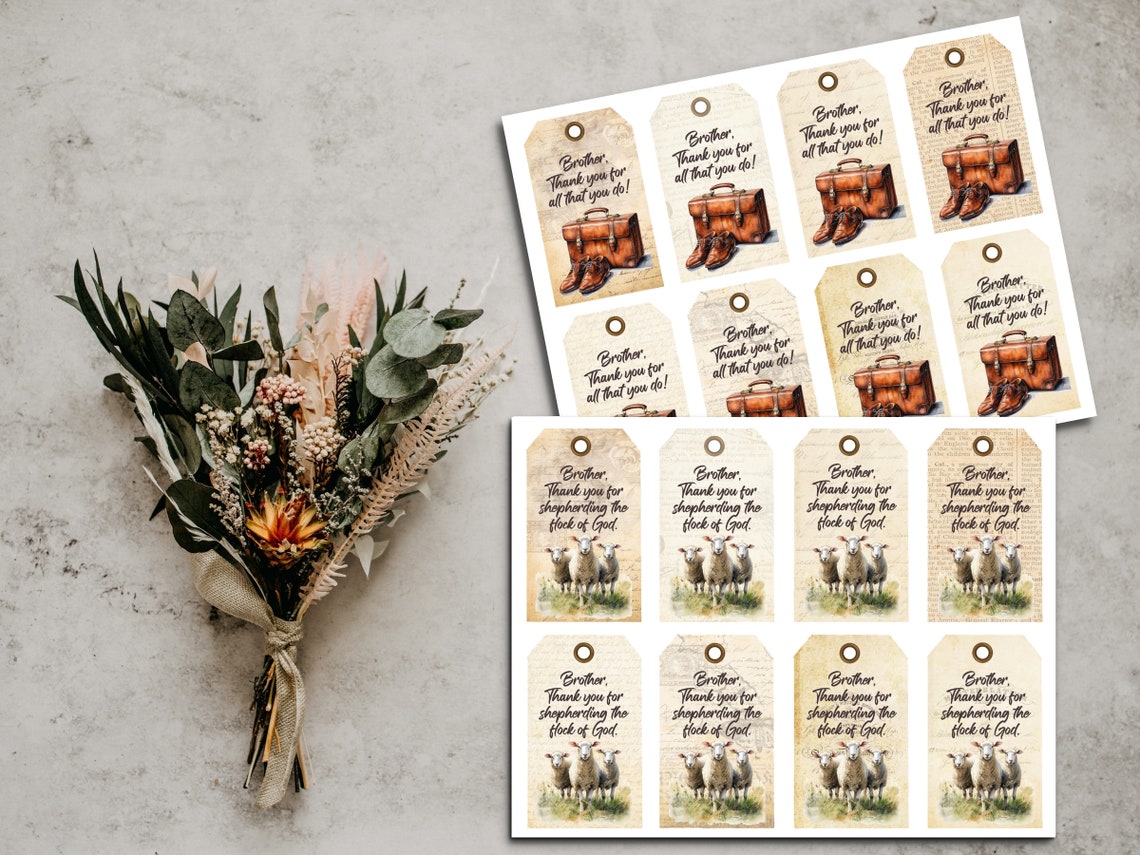 Tarjetas de agradecimiento para hermanos, etiquetas de regalo y rótulos