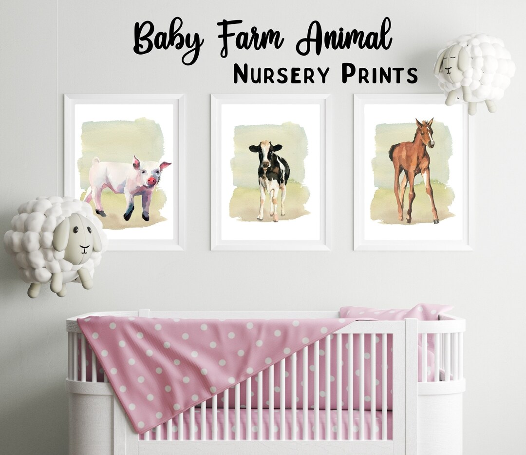 Baby Farm Animal Nursery Prints Digital Art Prints Etsy