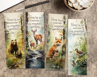 2026 Spanish Forest & Jungle Animal Printable Bookmarks with Bible Reading Schedule