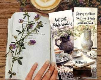 2026 Vintage Morning Coffee Printable Bookmarks with Bible Reading Schedule