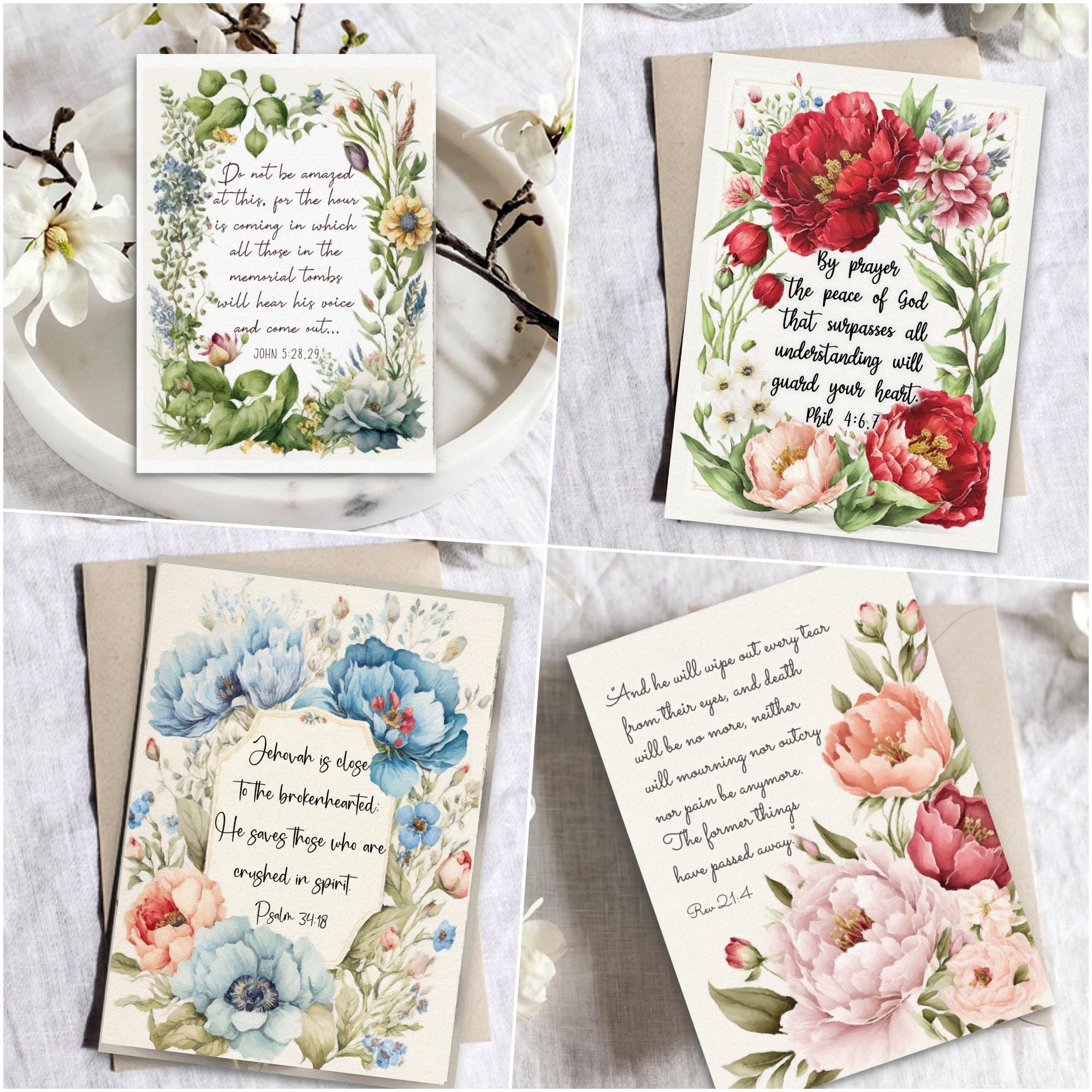 Vintage Floral Scripture Sympathy Cards