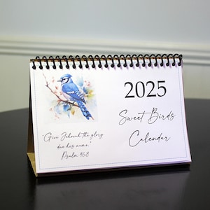 Calendrier de bureau imprimable oiseaux aquarelle 2025 - 3 tailles