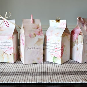 Pink Shabby Peonies Milk Carton Gift Boxes