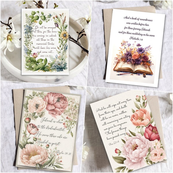 Vintage Floral Scripture Sympathy Cards