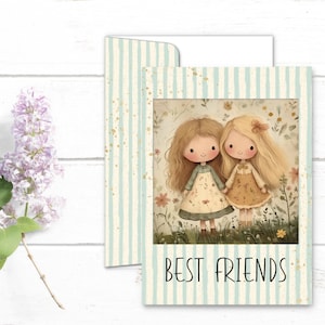 Cartões de felicitações do Best Friends Junk Journal - Cartões imprimíveis com etiquetas de escritura