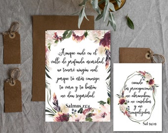 Spanish Watercolor Plum Scripture Cards