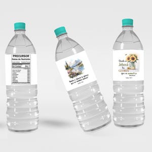 Etiquetas para botellas de agua de pioneros españoles de JW