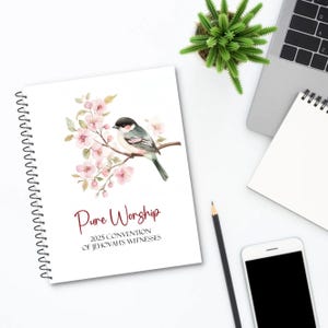 Cuaderno de la Convención de Adoración Pura 2025 - Diseño de pájaros y cornejos rosados - Imprimible