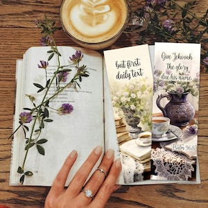 2025 Vintage Morgenkaffee druckbare Lesezeichen mit Bibellesezeitplan