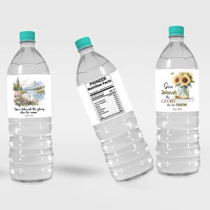 Etiquetas para garrafas de água JW - Com designs de texto do ano 2025